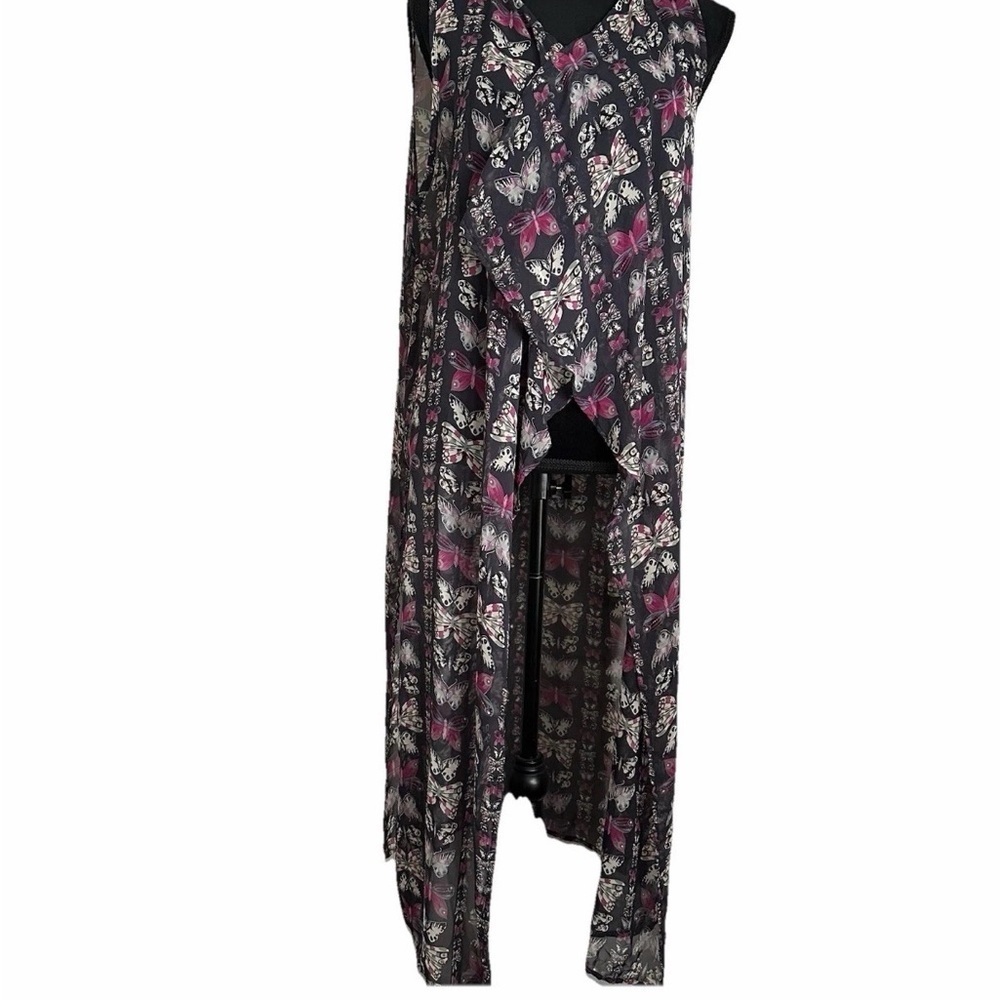 Cardigan Duster Open Front Womens M Sheer Butterfly Fairy Whimsy Hippie Festival